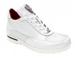 Fennix Italy "Lewis " White Genuine Alligator / Calf-Skin Leather Casual Sneakers.