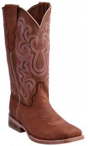 Ferrini Ladies 85193-16 Tan Genuine Cowhide Leather S-Toe Cowboy Boots.