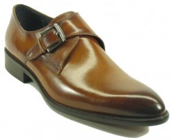 Carrucci Cognac Genuine Leather With Monk Strap Shoes KS479-607.