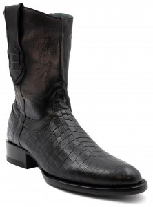 Ferrini "Winston" Black Genuine Full Grain Leather Round Toe Cowboy Boots 24713-04