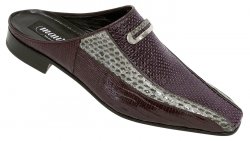 Mauri "4458/4" Burgundy Genuine Lizard Perforated / Grey Whips / Burgundy Lizard Half Dress Shoes