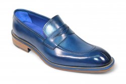 Emilio Franco "Mirko" Blue Genuine Italian Calf Leather Loafers.