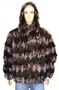 Winter Fur Black / Pink Genuine Fox Fur Jacket With Detachable Hood M20R02PK
