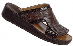 Mauri 1532 Dark Brown / Nicotine Genuine Woven Ostrich Platform Sandals