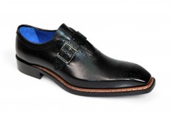 Emilio Franco "Filippo" Black Genuine Italian Calf Leather Monk Strap Dress Shoes.