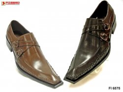 Fiesso Genuine Leather Squared Toe Shoes With Double Buckle FI6575
