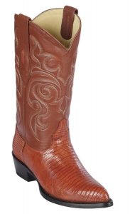 Los Altos Cognac Genuine Teju Lizard J Toe Cowboy Boots 990703