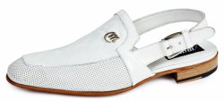 Mauri "Venere" 4798 White Genuine Body Alligator / Calfskin Perforated Sandals.