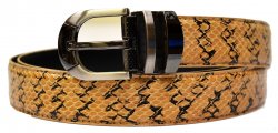 Serpi Taupe / Black Genuine Snake Skin Belt S/30