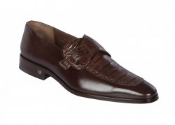 Lombardy Brown Genuine Crocodile / Leather Wingtip Dress Shoe ZLM038207.