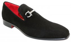 Emilio Franco 13 Black Genuine Suede Leather Loafer Shoes With Horsebit.