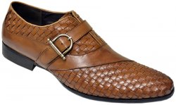 Zota Rusty Iron Woven Design Genuine Leather Monk Strap Shoes Y082-101