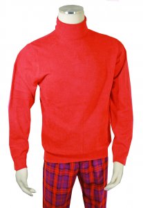 Cigar Red Velvet Modern Fit Turtleneck Sweater T-179