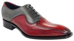 Duca Di Matiste "Arezzo" Antique Red Combination Genuine Calfskin Lace-up Shoes.