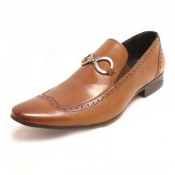 Encore By Fiesso Tan Genuine Leather Loafer Shoes With Bracelet FI3159