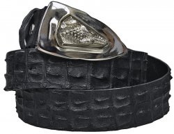 Fennix Black All-Over Genuine Crocodile Backstrap Buckle Belt