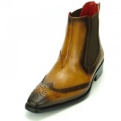 Encore By Fiesso Tan Genuine Leather Wing Tip Boot FI8708.
