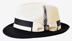 Bruno Capelo Ivory / Black Trimmed Australian Wool Fedora Hat CA-351