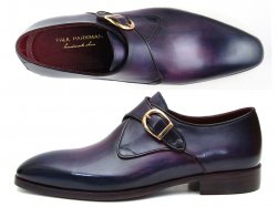 Paul Parkman DW754T Purple Genuine Calfskin Leather Single Monkstrap Shoes