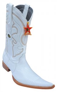 Los Altos White Genuine Lizard Teju 6X Pointed Toe Cowboy Boots 960728