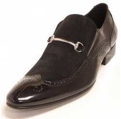 Encore By Fiesso Black Genuine Leather Loafer Shoes With Bracelet FI3194