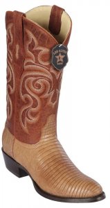 Los Altos Cognac Genuine Teju Lizard Round Toe Cowboy Boots 65G0703