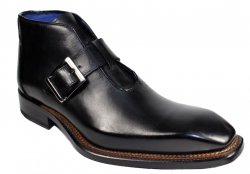 Emilio Franco "Milo" Black Genuine Calfskin Monk Strap Ankle Boots.