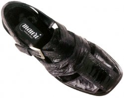 Mauri "Oasis" 1452 Black Ostrich / Ostrich Leg Sandals (Counter Version)