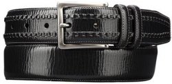 Mezlan Black Genuine Embossed Textured Calfskin Belt - AO9648