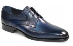 Duca Di Matiste "Forano" Navy Genuine Italian Calf Leather Lace-Up Dress Shoes.