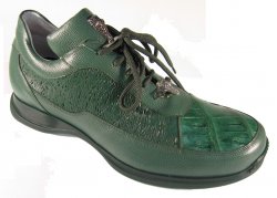 Mauri "King" 8900/8 Forest Green Genuine Grain Calf / Nappa Leather / Baby Crocodile Sneakers