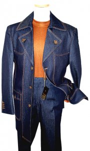 Falcone "Blu Martini" Navy Blue With Cognac Stitching/Metal Buttons Super 150's Denim Suit