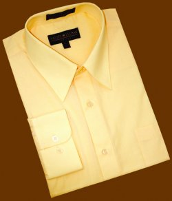 Daniel Ellissa Solid Canary Yellow Cotton Blend Dress Shirt With Convertible Cuffs DS3001