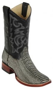 Los Altos Bustic Black Genuine Ostrich Wide Square Toe Cowboy Boots 8220581