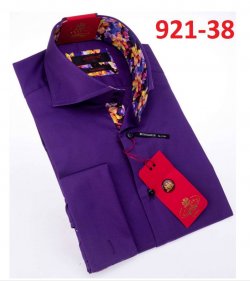 Axxess Purple Cotton Modern Fit Dress Shirt With Button Cuff 921-38.