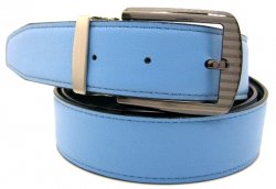Serpi Sky Blue / Black Smooth Genuine Leather Reversible Wide Width Belt RP/35