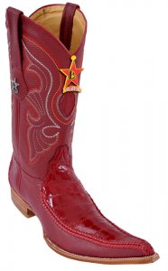 Los Altos Red Genuine Braid Stitch Eel W / Deer 6X Pointed Toe Cowboy Boots 96TR0812