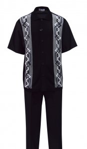 Silversilk Black / White / Grey Combo Abstract Design Short Sleeve Knitted Outfit 4128