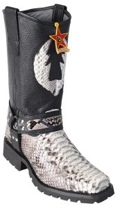Los Altos Natural Genuine Python Snakeskin Motorcycle Square Toe Cowbot Boots 55T5749