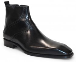 Duca Di Matiste "Pedaso" Black Genuine Italian Calf Leather Ankle Boots.