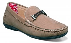 Stacy Adams "Percy" Camel Leather Lined Bit Strap Driving Loafers 25090-260