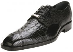 Belvedere "Corni" Black Genuine Hornback Crocodile/Lizard Shoes