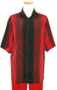 Bassiri Red/Black Micro Fiber Short Sleeves Shirt #3683
