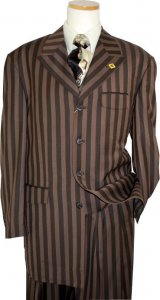 Stacy Adams Brown with Taupe Stripes Super 100's Vest/Suit
