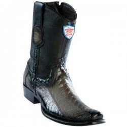 Wild West Faded Gray Genuine Ostrich Dubai Toe Cowboy Boots 279B0538