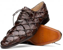 Marco Di Milano "Criss" Brown Fully Wrapped Genuine Pirarucu Dress Shoes