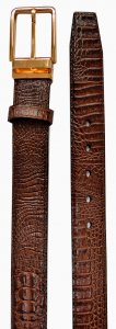 Serpi Brown Hornback Alligator Embossed Genuine Leather Belt B15