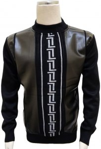 Bagazio Black / Silver PU Leather Pullover Sweater BM2057