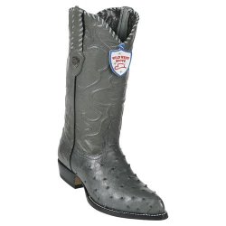 Wild West Gray Genuine Ostrich J Toe Cowboy Boots 2990309