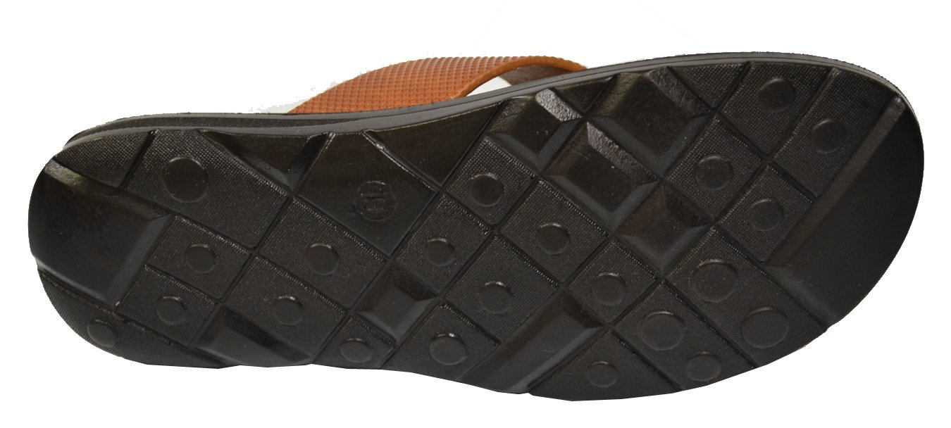 Bottom of Faranzi Men's Brown Burnished Calfskin Leather Casual Slide Sandals